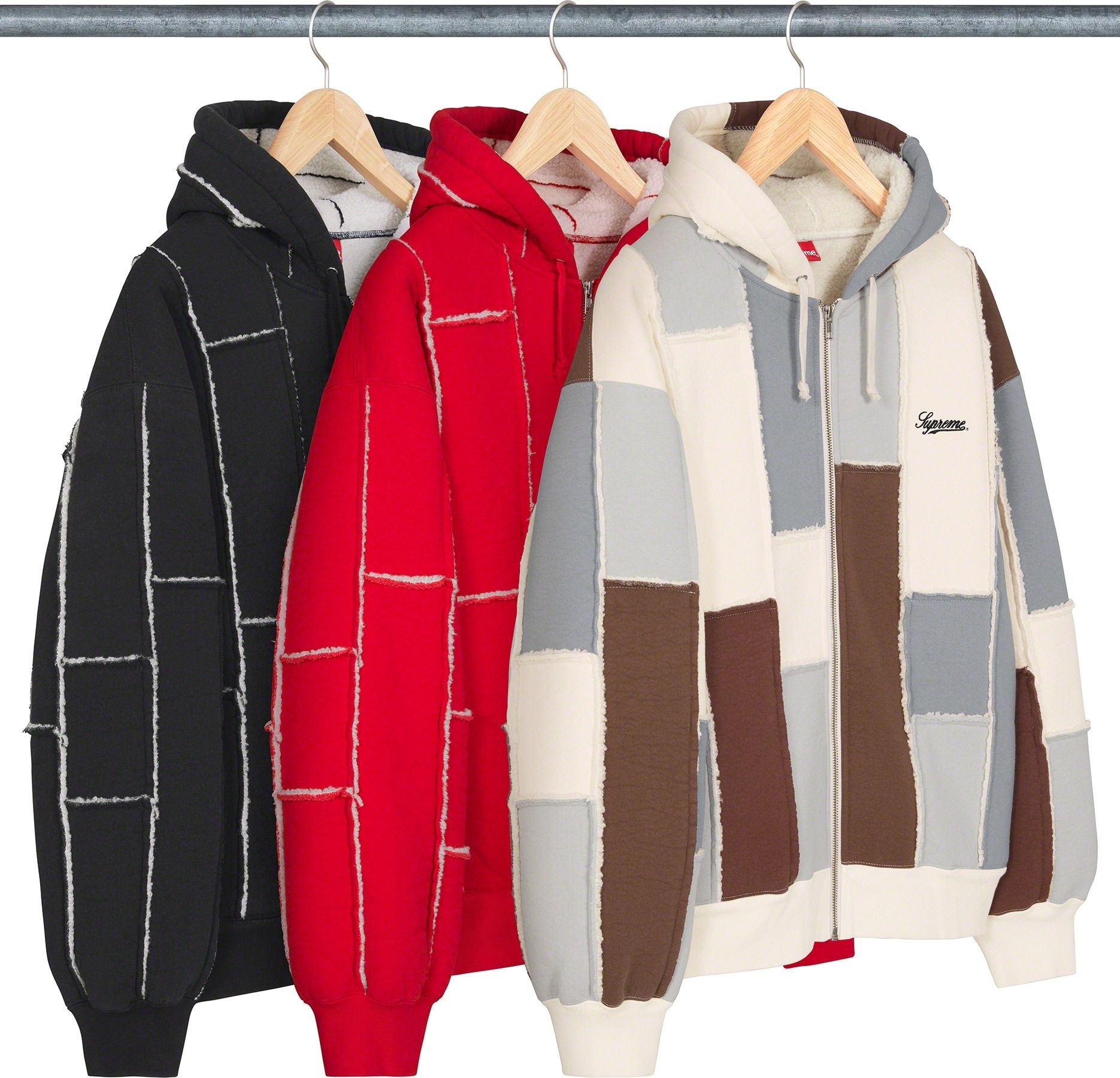 Faux Shearling Zip Up Hooded Sweatshirt